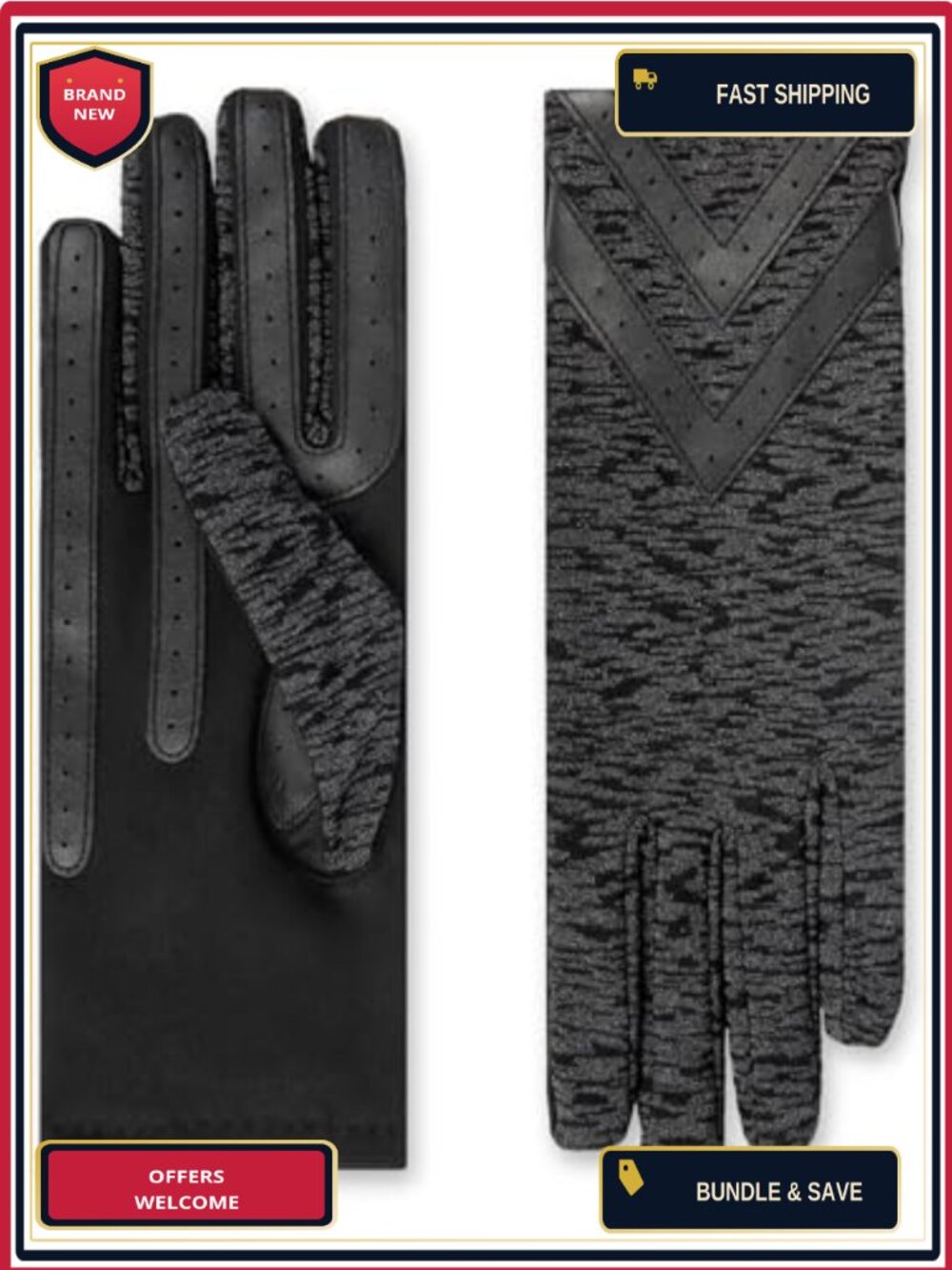 Isotoner Womens Spandex Touchscreen Cold Weather Gloves Fleece Lined Chevron